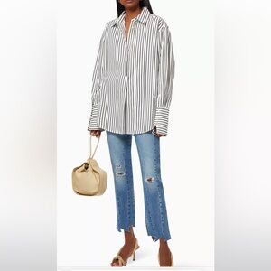 NWT Frame Whitney Popover Black and White Striped Shirt.